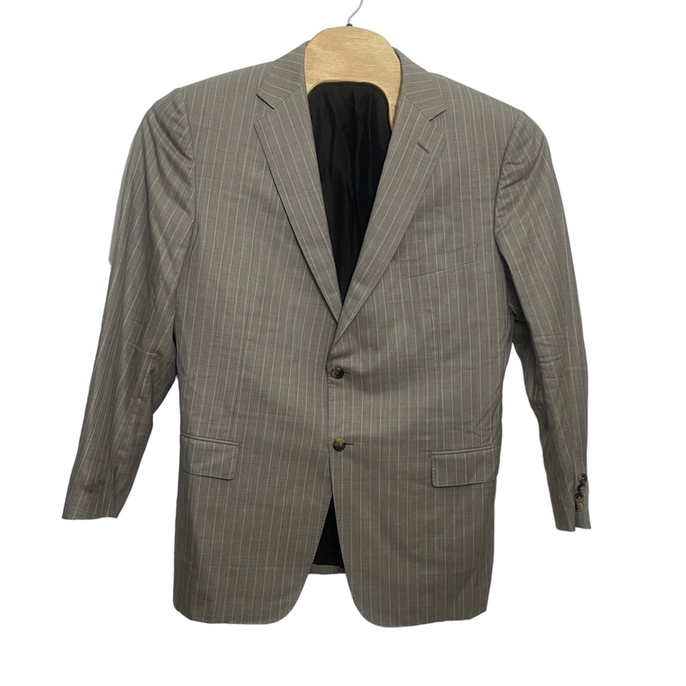 Ermenegildo Zegna Su Misura Taupe Stripes Mens Suit Jacket Blazer